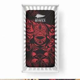 New Zealand Lawn Bowls Baby Bed Cover Red Maori Warrior Tribal Silver Fern