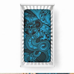 Aotearoa Maori Hei Tiki Baby Bed Cover Kikorangi Kowhaiwhai Puhoro Motif