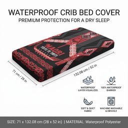 Toitu Te Tiriti Waitangi Baby Bed Cover Black Wharenui House