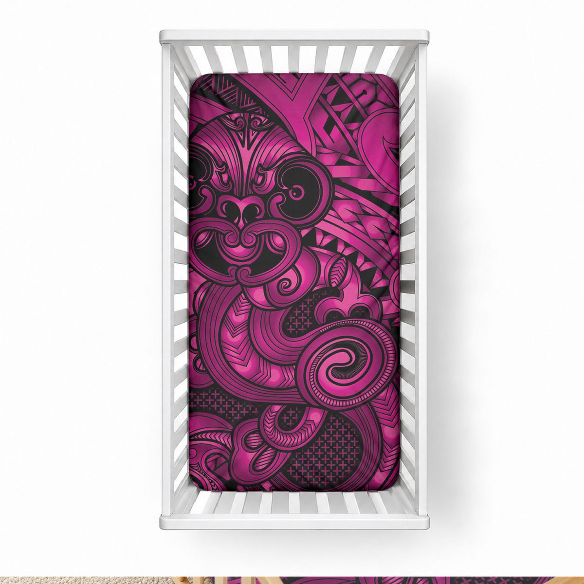 Aotearoa Maori Hei Tiki Baby Bed Cover Mawhero Kowhaiwhai Puhoro Motif