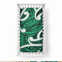Aotearoa Maori Kowhaiwhai Baby Bed Cover Kakariki Puhoro and Patiki