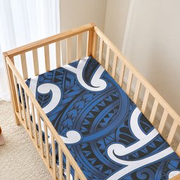 Aotearoa Maori Kowhaiwhai Baby Bed Cover Kikorangi Puhoro and Patiki