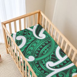 Aotearoa Maori Kowhaiwhai Baby Bed Cover Kakariki Puhoro and Patiki