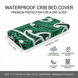 Aotearoa Maori Kowhaiwhai Baby Bed Cover Kakariki Puhoro and Patiki