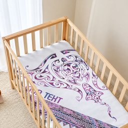 Mawhero Paua shell Kowhaiwhai Taniko Personalised Baby Bed Cover Manta Ray Shark-Turtle Maori Tribal Style
