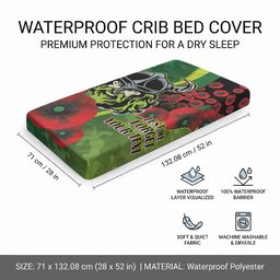 Canberra Raiders ANZAC Personalised Baby Bed Cover Lest We Forget Poppy Camo