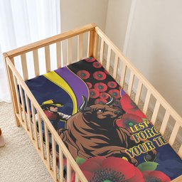 North Queensland Cowboys ANZAC Personalised Baby Bed Cover Lest We Forget Poppy Camo