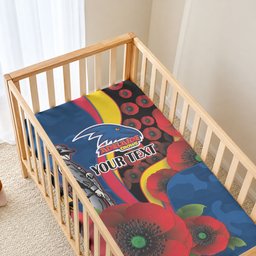 Adelaide Crows ANZAC Personalised Baby Bed Cover Lest We Forget Poppy Camo