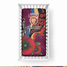 Brisbane Lions ANZAC Personalised Baby Bed Cover Lest We Forget Poppy Camo