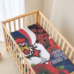 Sydney Roosters ANZAC Personalised Baby Bed Cover Lest We Forget Poppy Camo