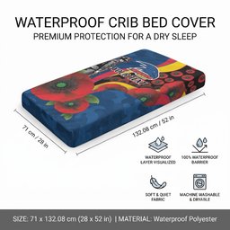 Adelaide Crows ANZAC Personalised Baby Bed Cover Lest We Forget Poppy Camo
