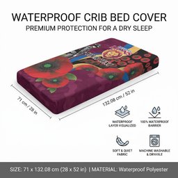 Brisbane Lions ANZAC Personalised Baby Bed Cover Lest We Forget Poppy Camo