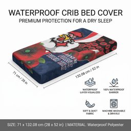 Sydney Roosters ANZAC Personalised Baby Bed Cover Lest We Forget Poppy Camo