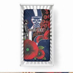 Geelong Cats ANZAC Personalised Baby Bed Cover Lest We Forget Poppy Camo