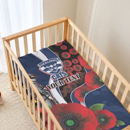Geelong Cats ANZAC Personalised Baby Bed Cover Lest We Forget Poppy Camo