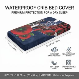 Geelong Cats ANZAC Personalised Baby Bed Cover Lest We Forget Poppy Camo