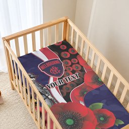 Melbourne Demons ANZAC Personalised Baby Bed Cover Lest We Forget Poppy Camo