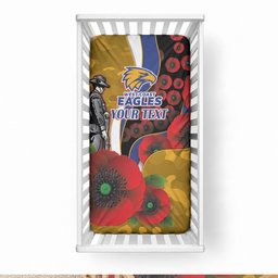 West Eagles ANZAC Personalised Baby Bed Cover Lest We Forget Poppy Camo