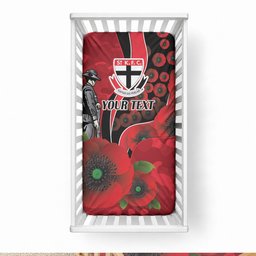 St Saints ANZAC Personalised Baby Bed Cover Lest We Forget Poppy Camo
