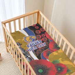 West Eagles ANZAC Personalised Baby Bed Cover Lest We Forget Poppy Camo