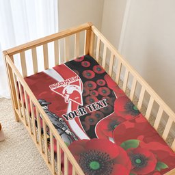 Sydney Swans ANZAC Personalised Baby Bed Cover Lest We Forget Poppy Camo