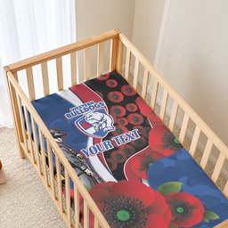 Western Bulldogs ANZAC Personalised Baby Bed Cover Lest We Forget Poppy Camo