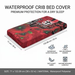 St Saints ANZAC Personalised Baby Bed Cover Lest We Forget Poppy Camo