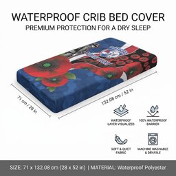 Western Bulldogs ANZAC Personalised Baby Bed Cover Lest We Forget Poppy Camo