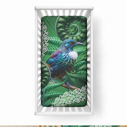 Tui Bird Koru Silver Fern Aotearoa Baby Bed Cover
