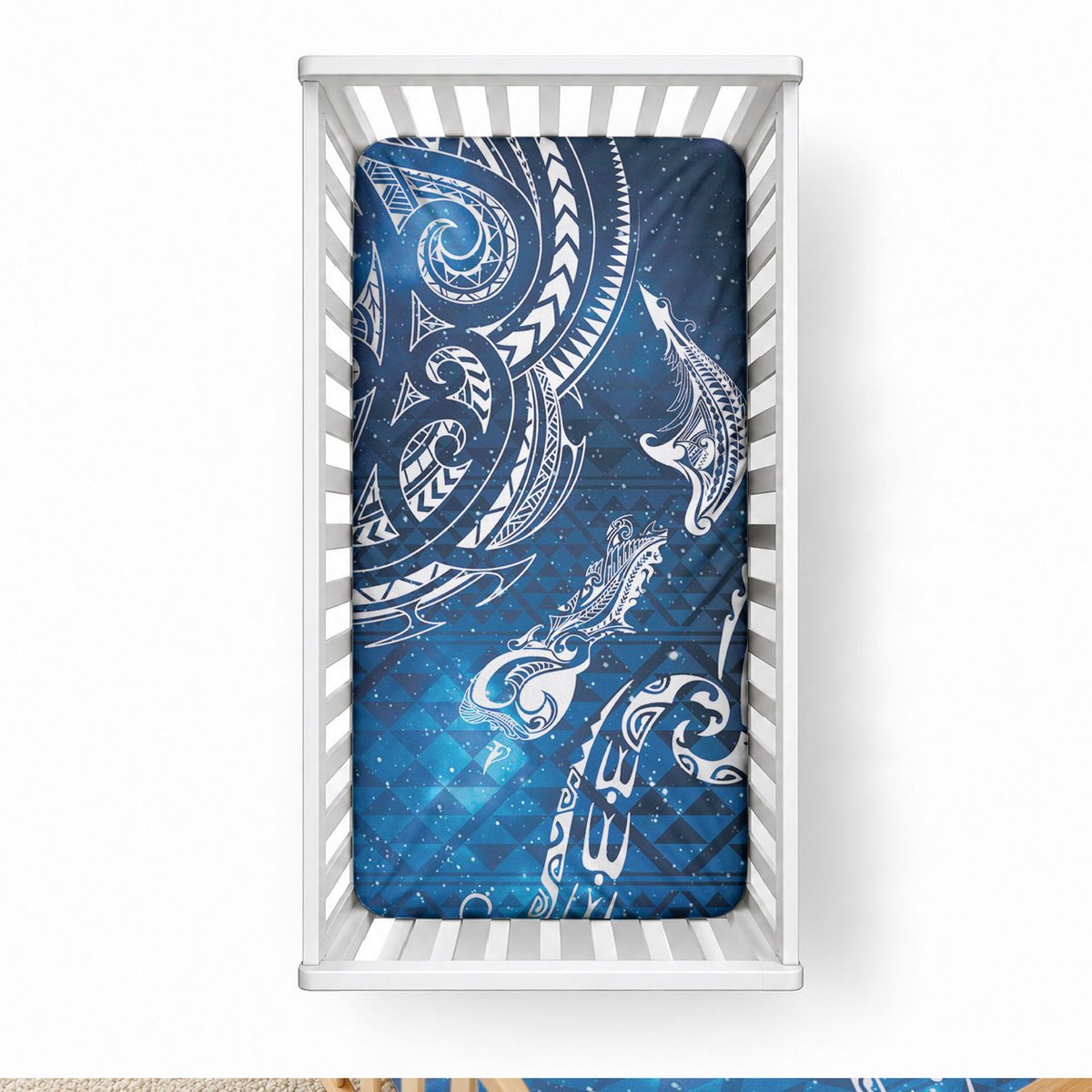 Matariki Galaxy Baby Bed Cover New Zealand Map Maori Pattern
