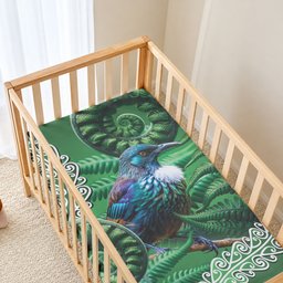 Tui Bird Koru Silver Fern Aotearoa Baby Bed Cover