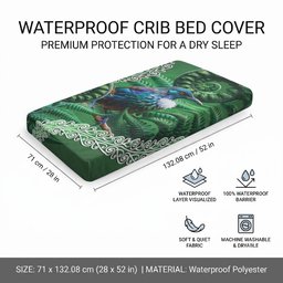 Tui Bird Koru Silver Fern Aotearoa Baby Bed Cover