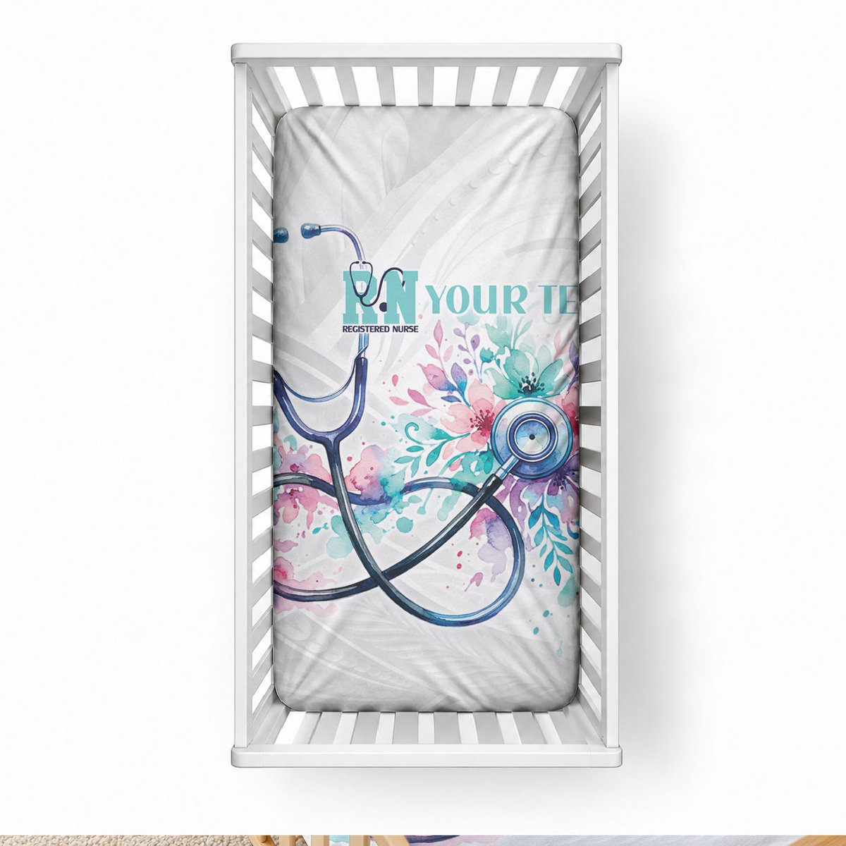 New Zealand Nurses RN Personalised Baby Bed Cover Stethoscope Floral Maori Motif