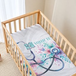 New Zealand Nurses RN Personalised Baby Bed Cover Stethoscope Floral Maori Motif