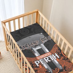 Cricket Australia Perth Champions 2026 Baby Bed Cover Black Aboriginal Dot Art