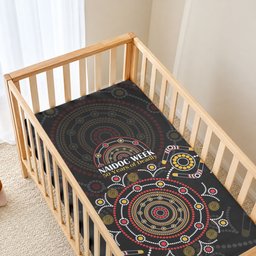 NAIDOC Deadly 50 Years Baby Bed Cover Aboriginal Black Gold Boomerang Art