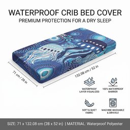NAIDOC Deadly 50 Years Baby Bed Cover Jellyfish Aboriginal Culture Inspired Blue