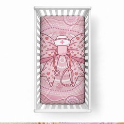 Aussie Nurse Baby Bed Cover Pink Stethoscope Coquette Bow Aboriginal Dot Art