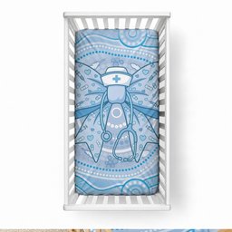 Aussie Nurse Baby Bed Cover Blue Stethoscope Coquette Bow Aboriginal Dot Art