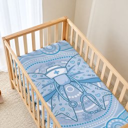 Aussie Nurse Baby Bed Cover Blue Stethoscope Coquette Bow Aboriginal Dot Art