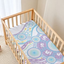Australian Indigenous Aboriginal Art Baby Bed Cover Vivid Pastel Pink Teal