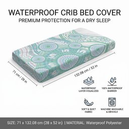 Australian Indigenous Aboriginal Art Baby Bed Cover Vivid Pastel Teal Green