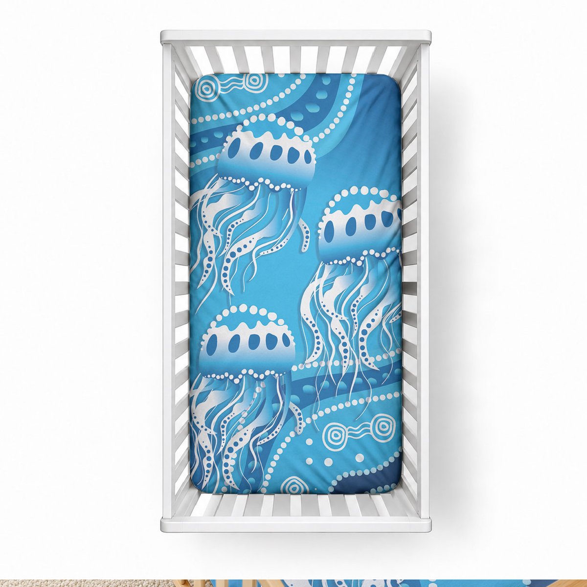 Aboriginal Ocean Jellyfish Baby Bed Cover Dot Art Dreamtime Style