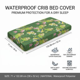 Australia Budgerigars Parakeets Baby Bed Cover Green And Yellow Bird Seamless Orchids Flowers