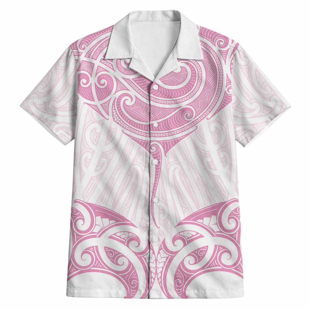 New Zealand Manta Ray Tattoo Hawaiian Shirt Aotearoa Maori Haehae Pink