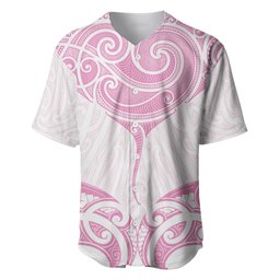 New Zealand Manta Ray Tattoo Baseball Jersey Aotearoa Maori Haehae Pink