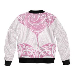 New Zealand Manta Ray Tattoo Bomber Jacket Aotearoa Maori Haehae Pink