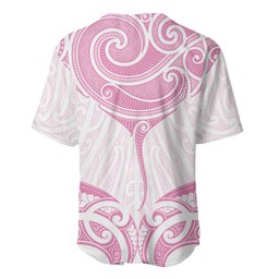 New Zealand Manta Ray Tattoo Baseball Jersey Aotearoa Maori Haehae Pink