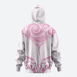 New Zealand Manta Ray Tattoo Zip Hoodie Aotearoa Maori Haehae Pink