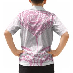 New Zealand Manta Ray Tattoo Hawaiian Shirt Aotearoa Maori Haehae Pink